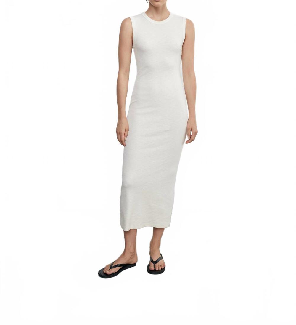 NEW ENZA COSTA textured knit sleeveless maxi dress in vanilla